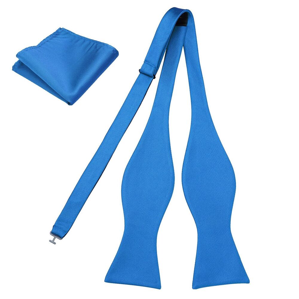 6156 Woven Self Tie Bow Tie and Pocket Square Formal Wear Blue Bow Ties